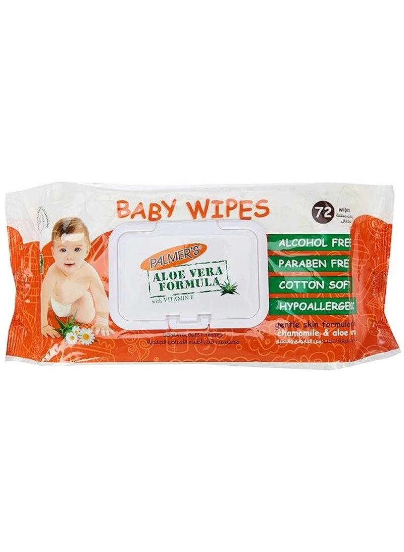 PALMER'S Cotton Soft Baby Wipes Aloe Vera Formula 72 Pcs Pack